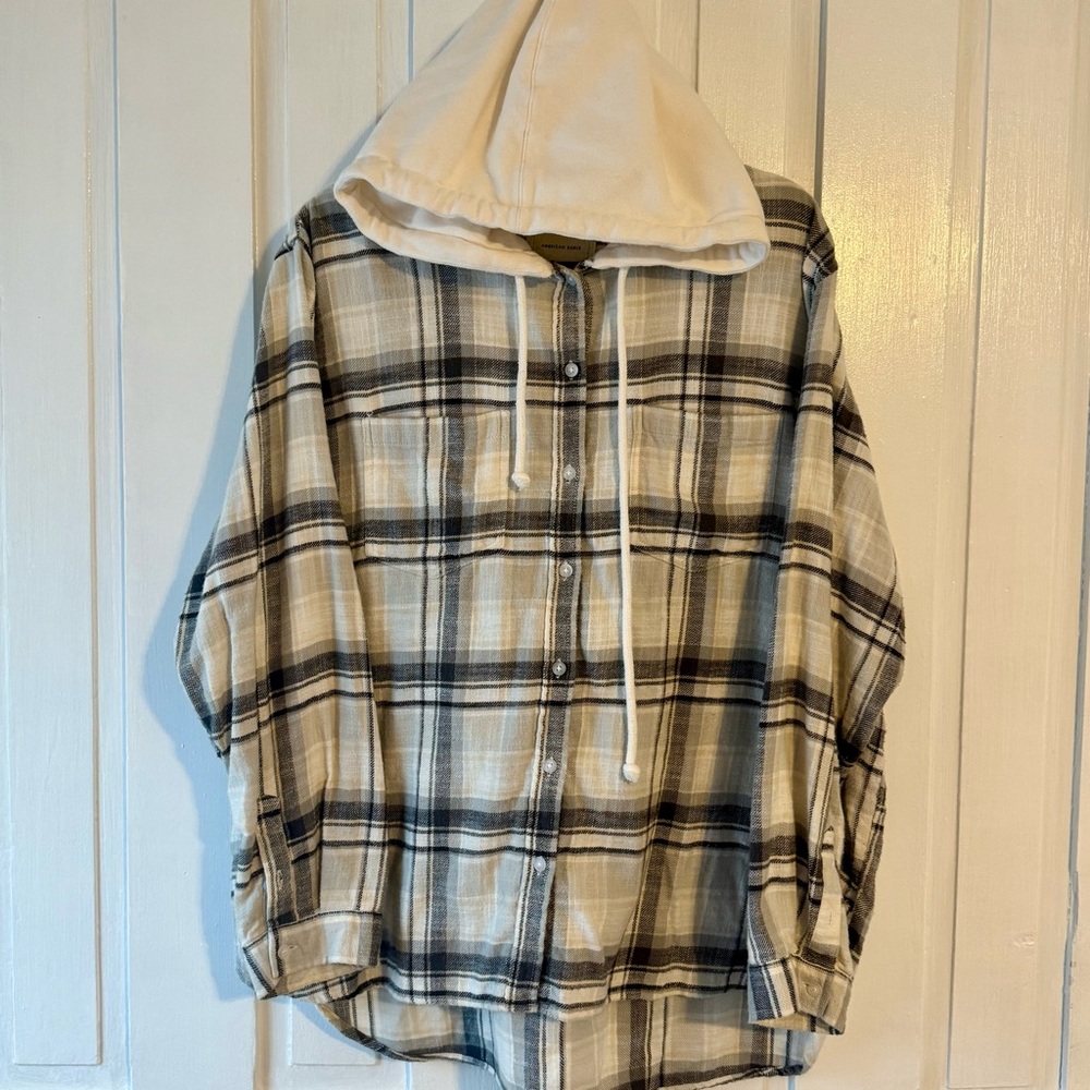 American Eagle Outfitters Hooded Plaid Flannel - XL